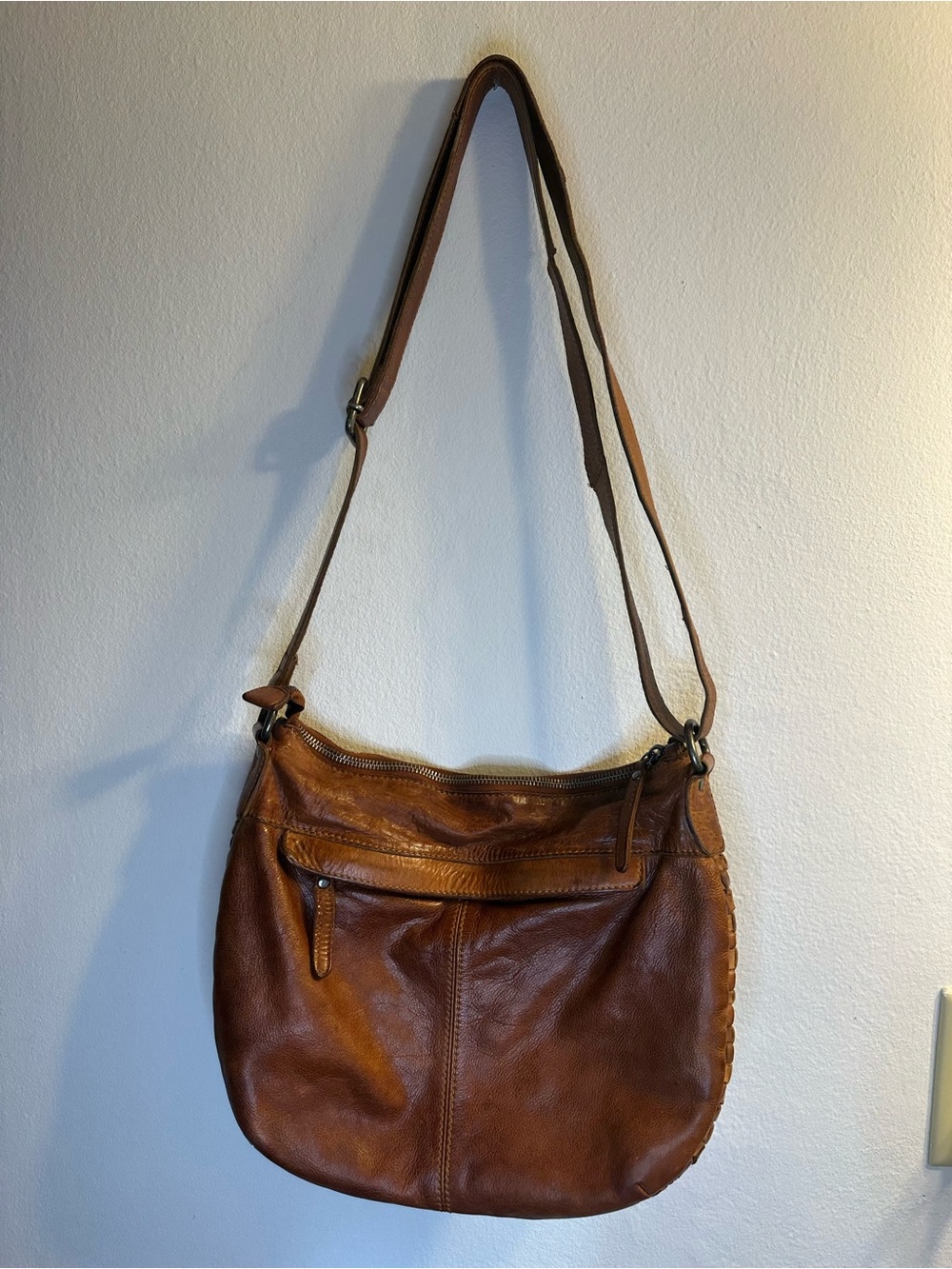 Brown Woven Leather Crossbody Bag With Wallet - Picture 3 of 9